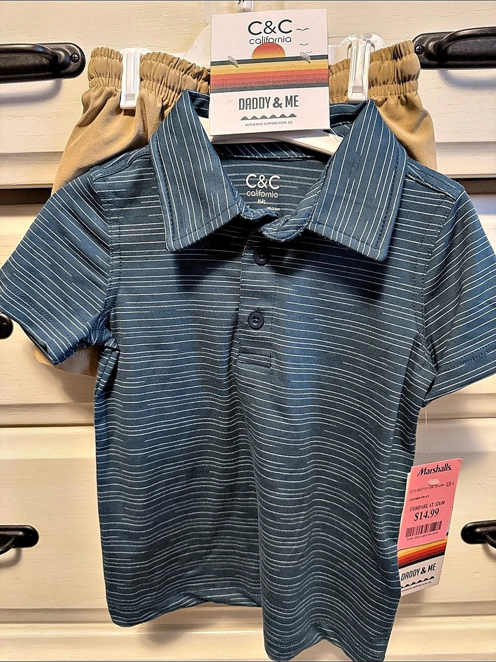C&C California Daddy & Me Polo and Shorts Set Boys 3T Set Blue & Tan